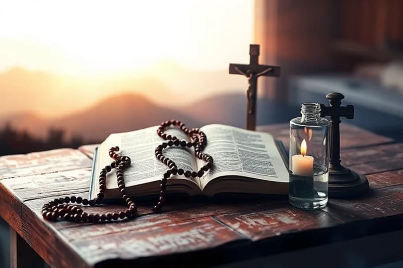 Colección de objetos religiosos