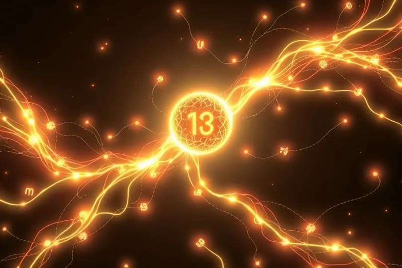 Abstract 3D render of luminous energy pathways representing life transitions, marked with ancient symbols.