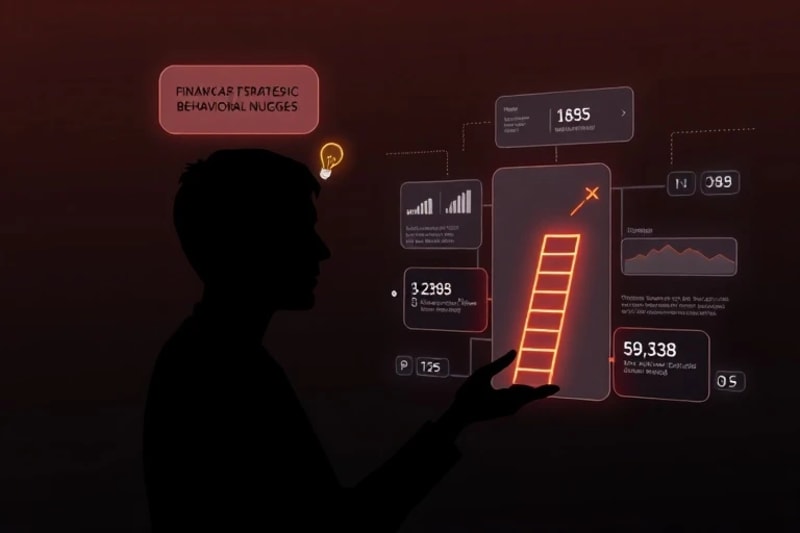 Ilustración de una persona tomando decisiones financieras con apoyo tecnológico