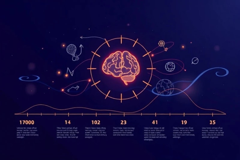 Vector art infographic showing historical events mapped to astrological transits and big data flow
