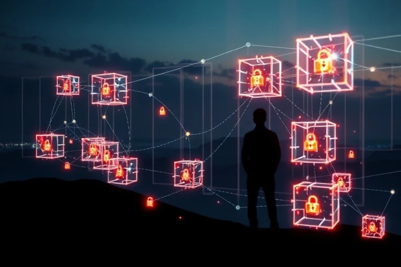 3D render of microservices with security protocols