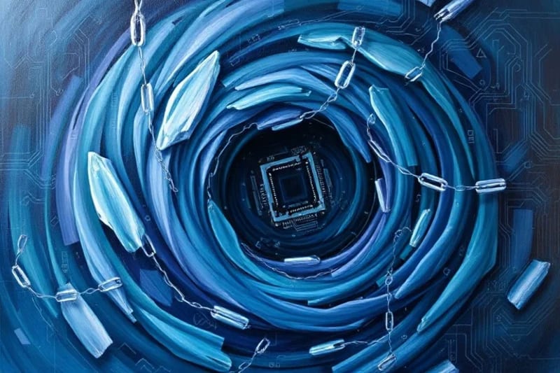 Pintura abstracta de pensamientos con barreras digitales