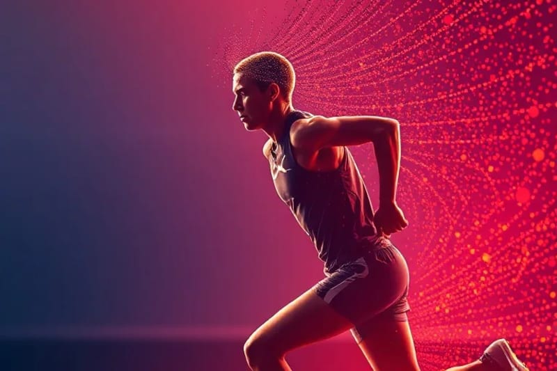 Athlete in a state of deep concentration, with subtle visual cues representing mental clarity and peak performance