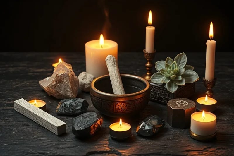 Ritual de gemoterapia, cristales y velas