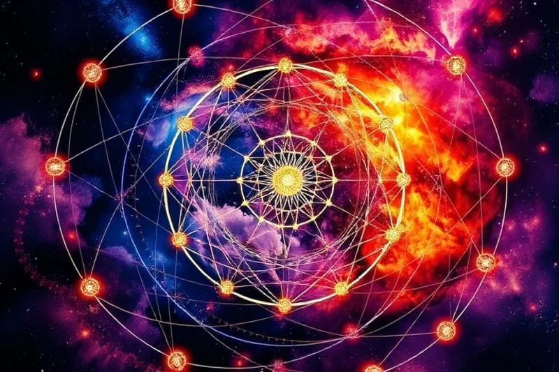 Abstract representation of karmic evolution and time cycles