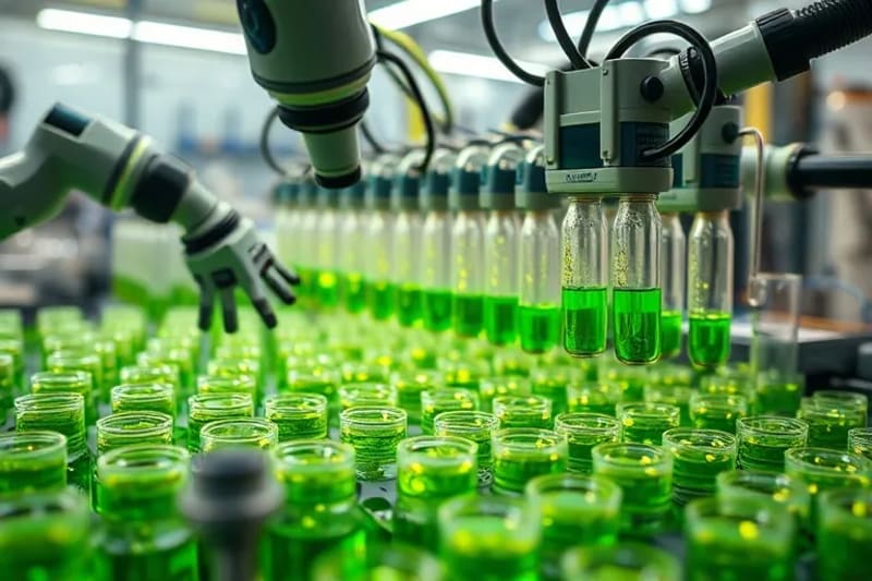 Sistema de biorreactor avanzado cultivando microalgas en un laboratorio