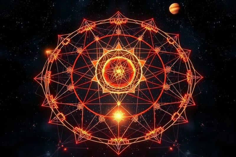 Abstract 3D render of interconnected geometric shapes and ethereal pathways symbolizing psychological integration