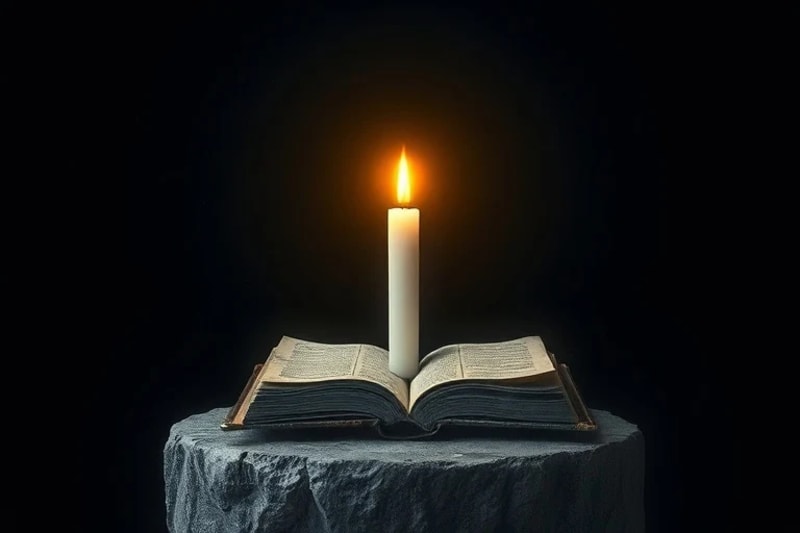 Una vela encendida en la oscuridad, simbolizando esperanza y guía espiritual