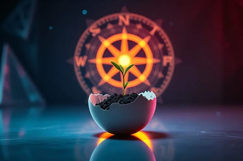 Conceptual still life of growth and transformation