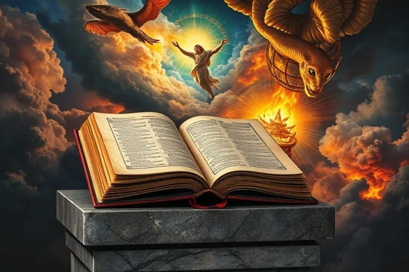 Escena apocalíptica de la Biblia