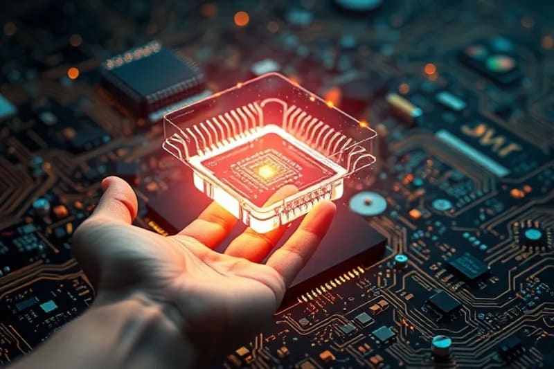 Human hand reaching for an alien artifact, surrounded by holographic cosmic data and philosophical texts, symbolizing the quest for understanding.
