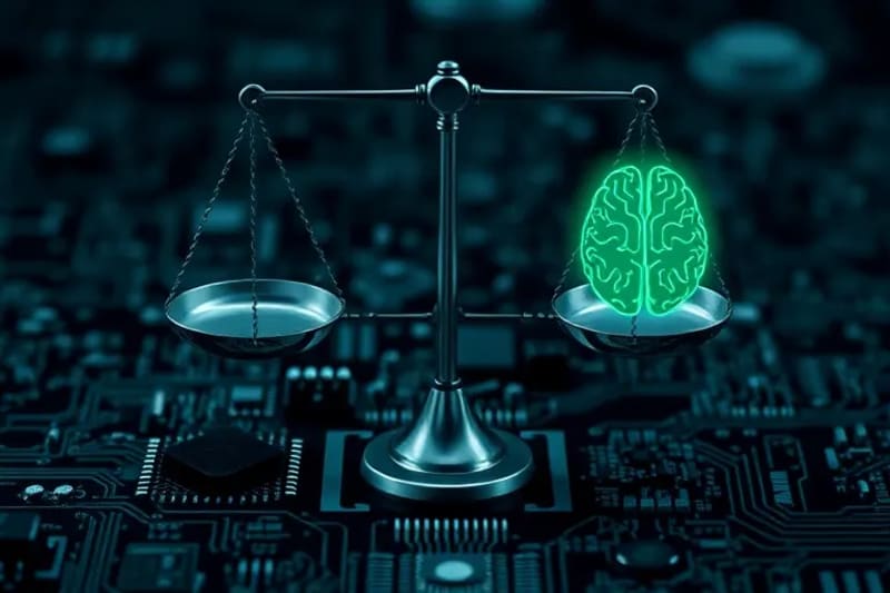 Balanza legal con cerebro y chip
