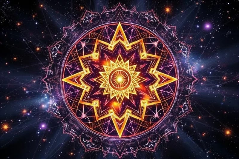 Abstract representation of karmic release