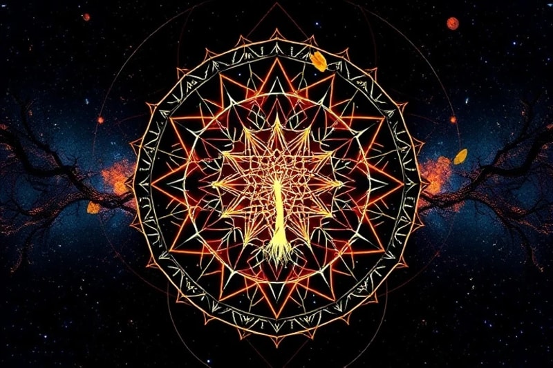 Neural network diagram intertwined with natural elements, symbolizing biological data and intuitive wisdom.