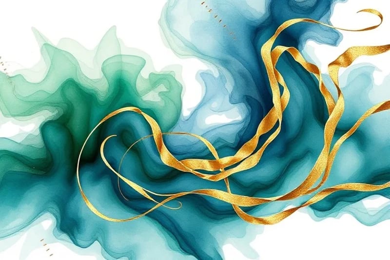 Abstract watercolor depicting inner strength and dynamic balance.