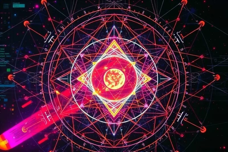Geometric patterns symbolizing planetary interactions