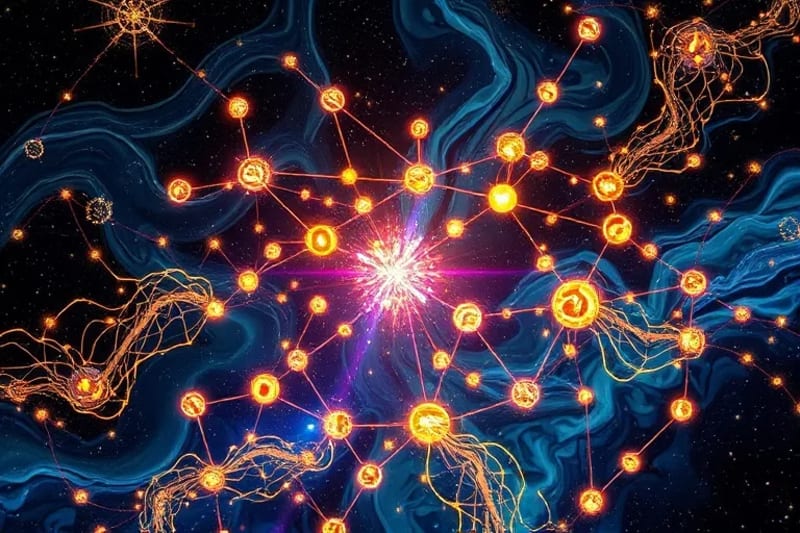 Abstract neural network interpreting dream data with glowing nodes