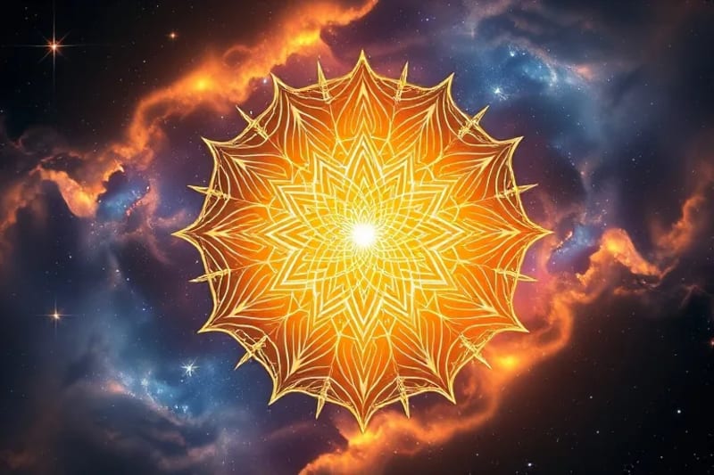 Holograma de energía áurica con nudos kármicos
