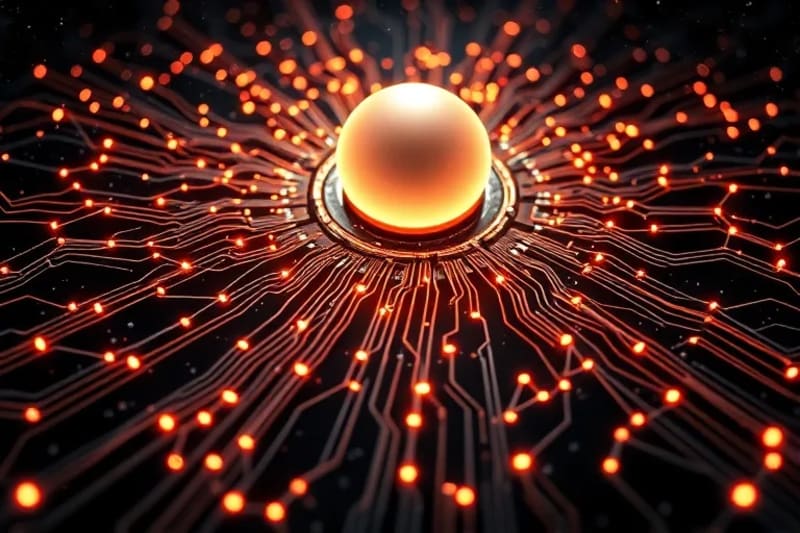 Abstract network of glowing lines representing complex software architecture