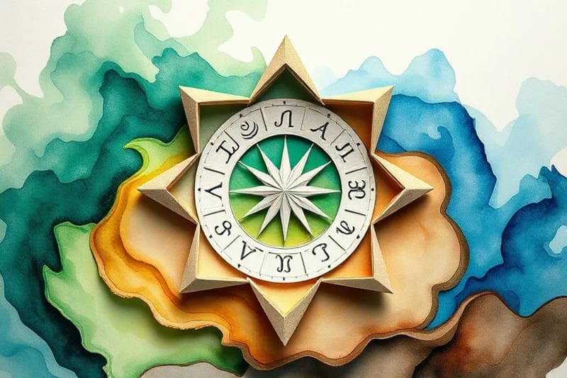 Abstract watercolor representing interconnectedness of natural systems and human energy