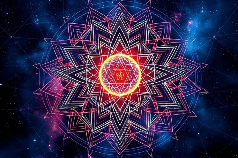 Abstract art of interconnected digital and spiritual networks
