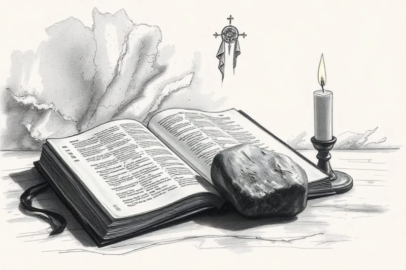 Manos unidas en oración, rodeadas de una luz cálida y símbolos de esperanza