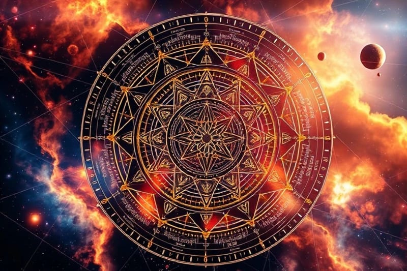 Representación de la fusión de astrología y meteorología moderna