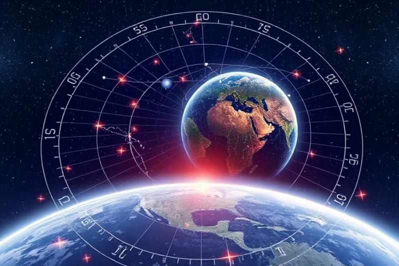 Representación abstracta de la influencia planetaria en la energía terrestre
