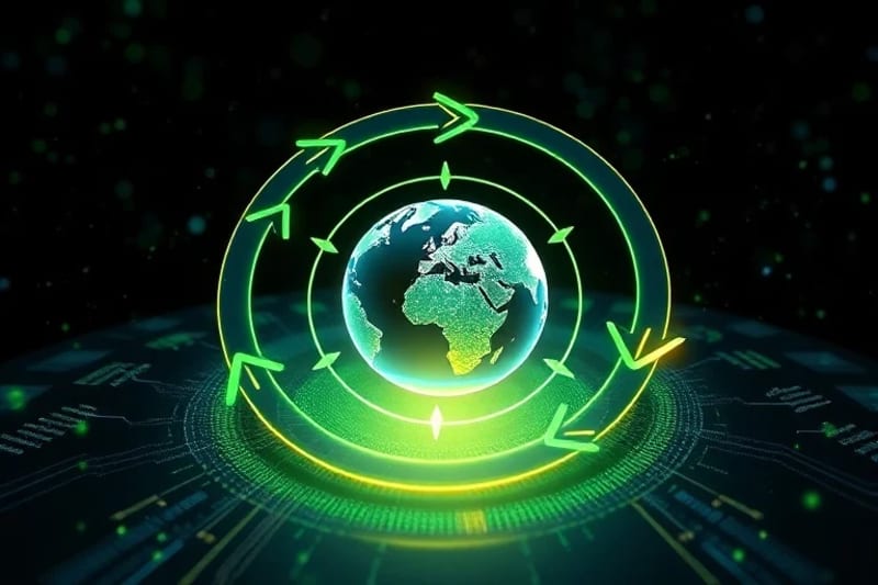 Infographic showing circular material flows and resource optimization