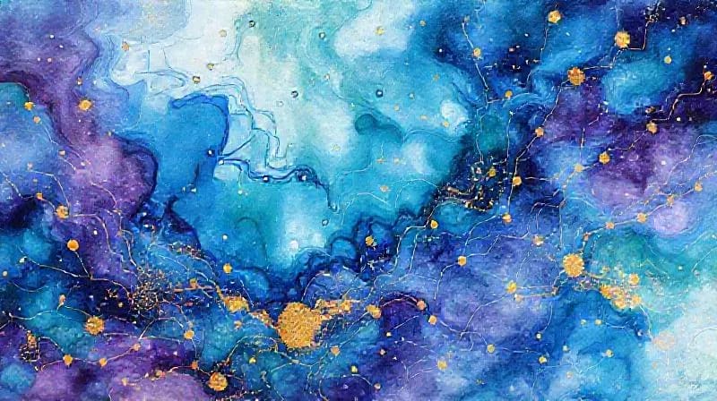 Representación abstracta de flujos de datos digitales y conexiones de red formando intrincados patrones geométricos, con colores vibrantes y etéreos.
