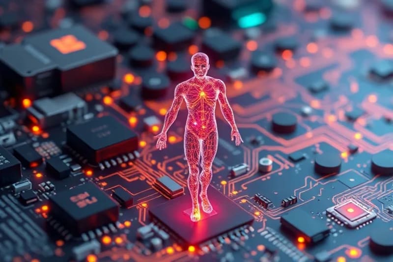 Human figure with bio-feedback elements for longevity