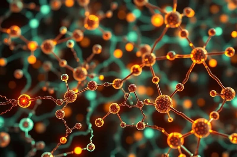 Red de vías hormonales y moléculas interactuantes