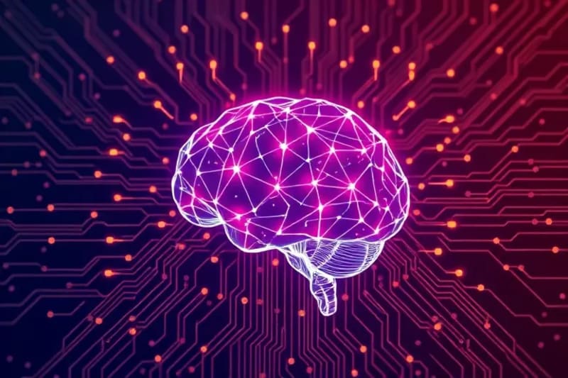 Ilustración vectorial de redes neuronales y circuitos interconectados