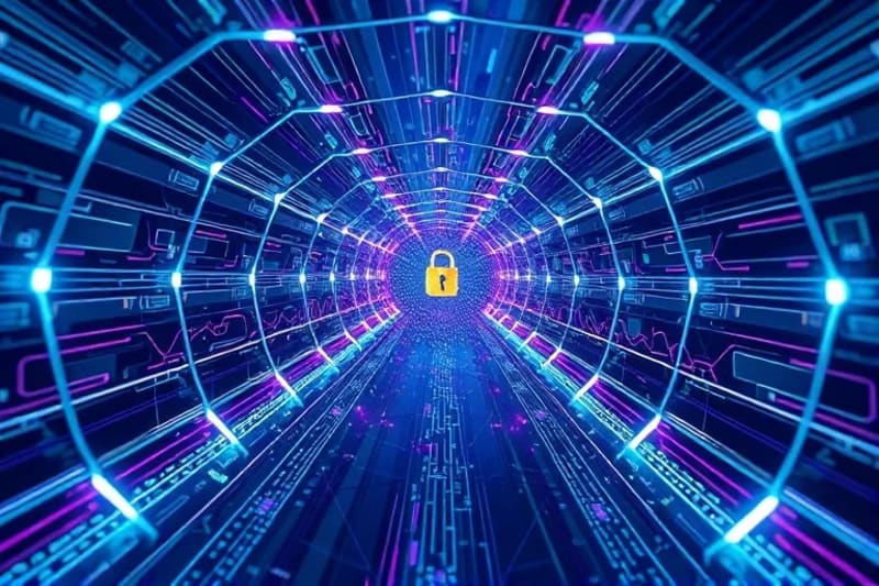 Túnel de datos seguro con geometría cuántica