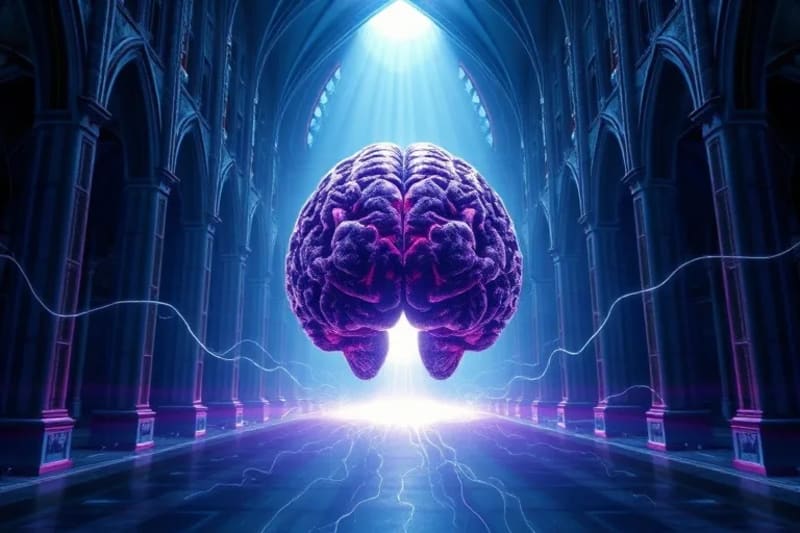 Cerebro humano con conexiones cuánticas