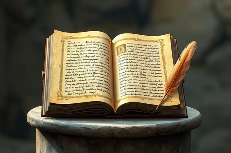 Manuscrito iluminado con pluma