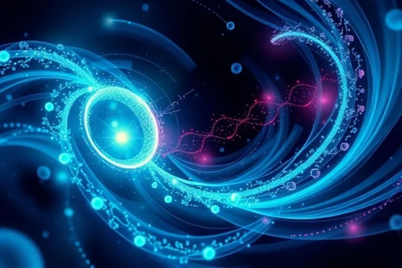 Abstract digital painting of cellular regeneration and repair pathways
