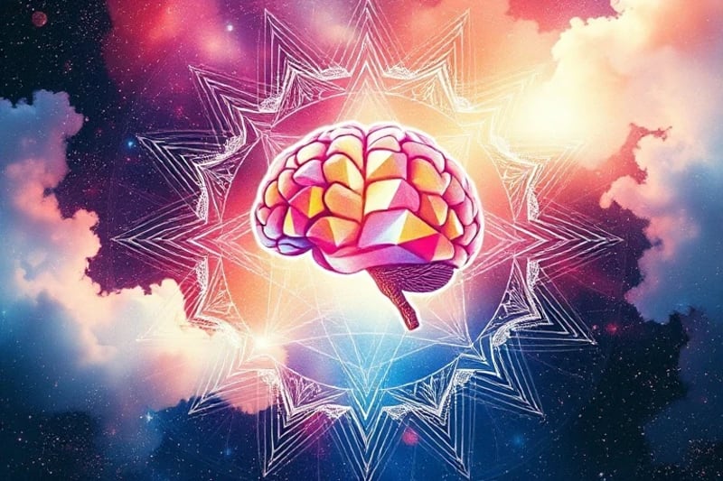 Abstract watercolor of mind connecting with numerical patterns and life path