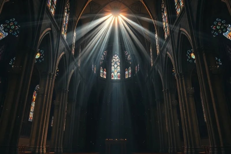El Tejido de la Conexión Divina Patrones de luz que representan la interconexión espiritual