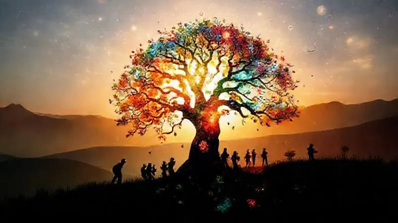 Pueblo indígena celebrando un ritual de conexión con la naturaleza