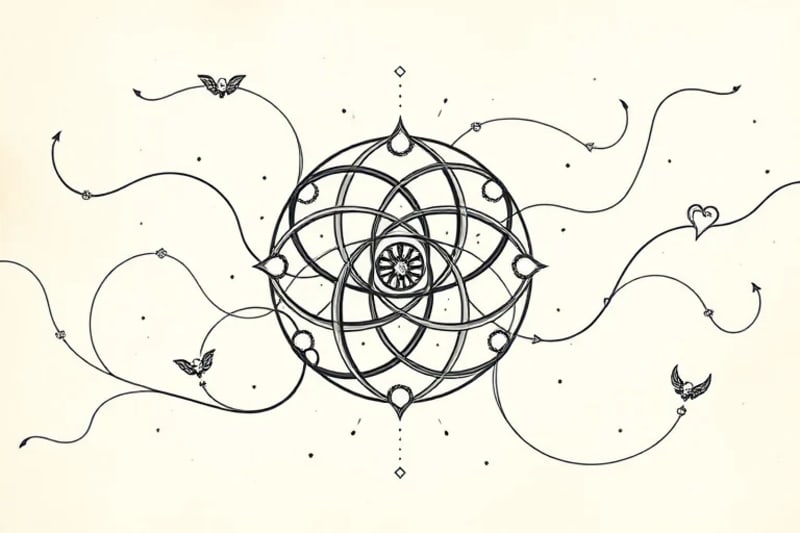 Abstract representation of destiny threads and soul contracts