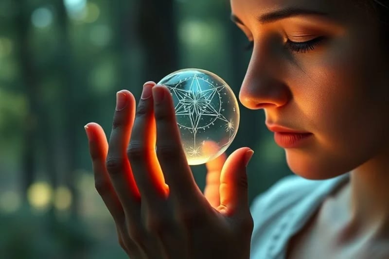 Unlocking Inner Wisdom through Biometric Data Conceptual image of biometric divination with biofeedback sensors