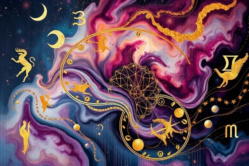 Abstract representation of the collective unconscious with symbols