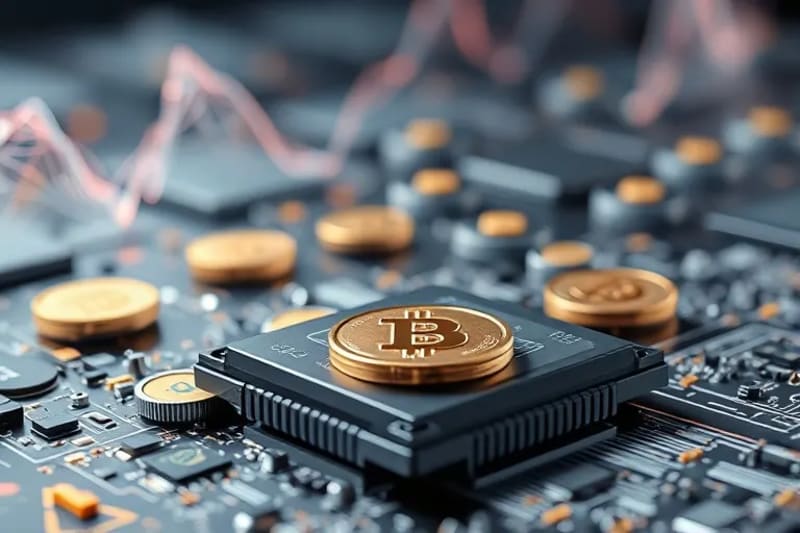 Conceptual 3D render of digital assets flowing into a transparent ledger
