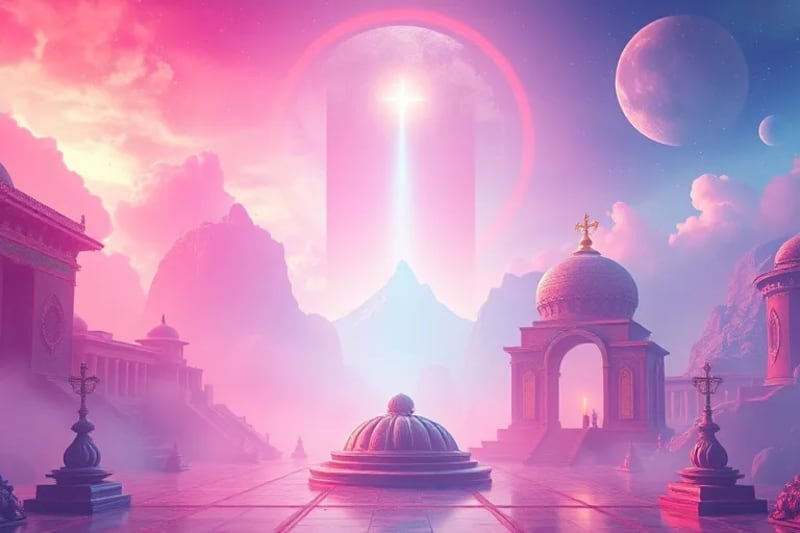 Paisaje de paz y armonía con un ángel guardián