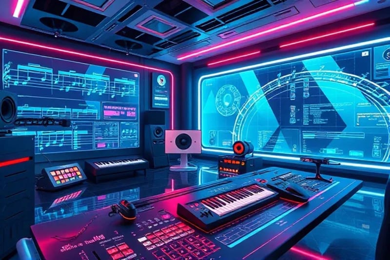Innovación musical algorítmica Estudio de música futurista con IA generativa