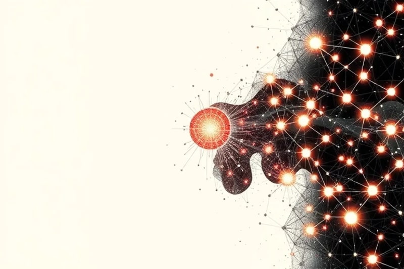 Abstract vector art representing interconnected neural pathways and physiological responses, illustrating the complex relationship between mind and body in biofeedback.