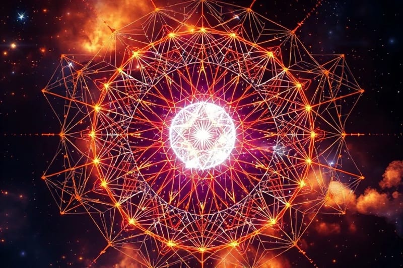 Renderizado 3D de una red de energía interconectada