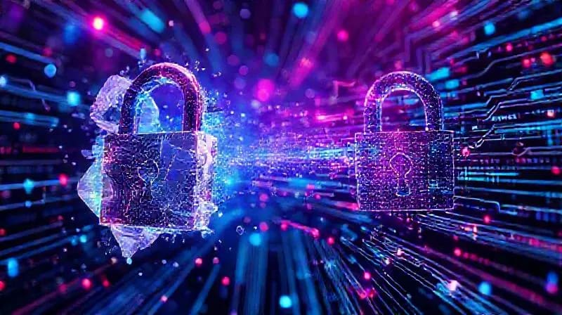 Infografía de transición de criptografía clásica a post-cuántica