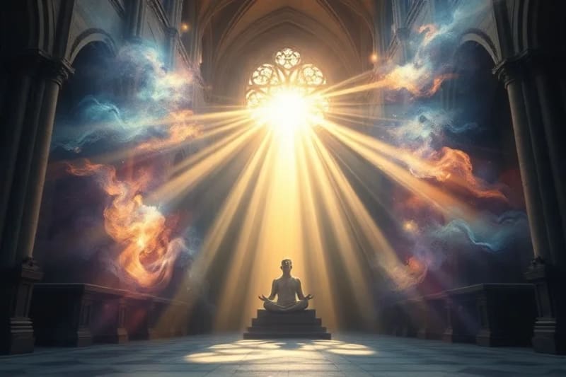 Ondas sonoras transformándose en luz y paz
